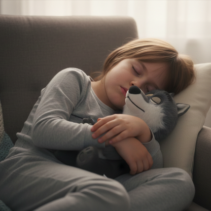 Peluche Loup de Noël -Le Loup mal Aimé bleu nuit