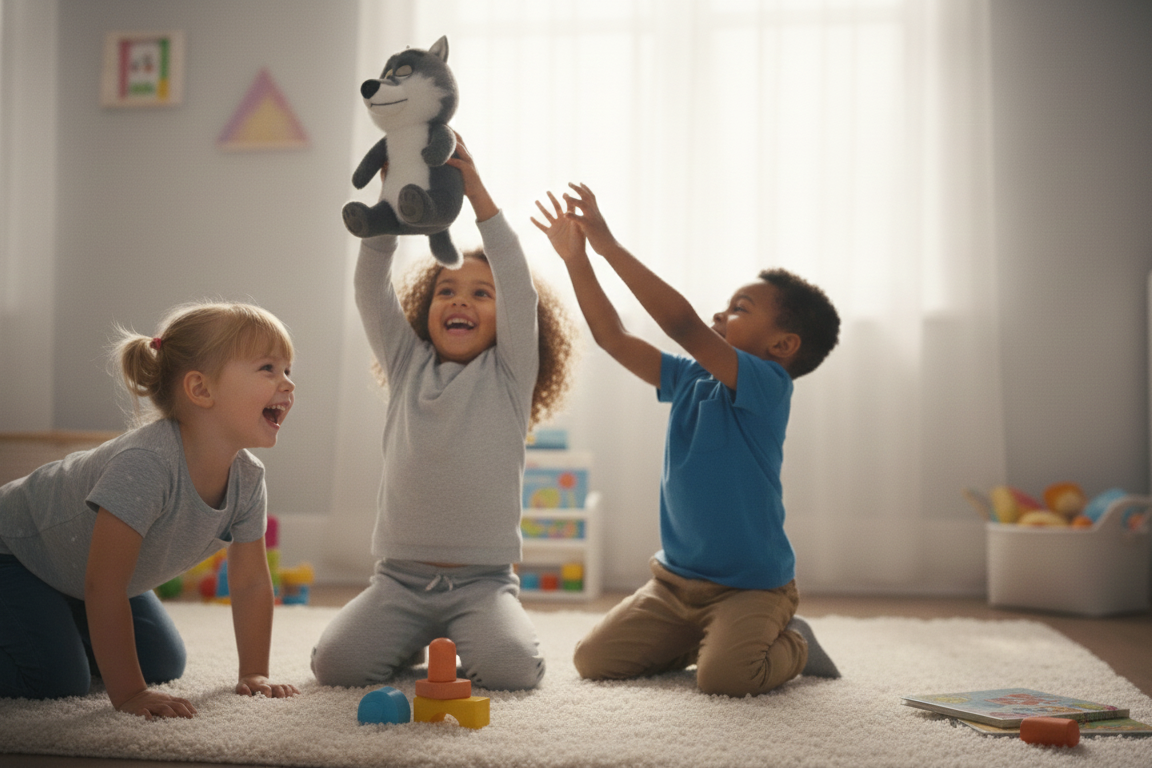 Peluche Loup de Noël -Le Loup mal Aimé bleu nuit